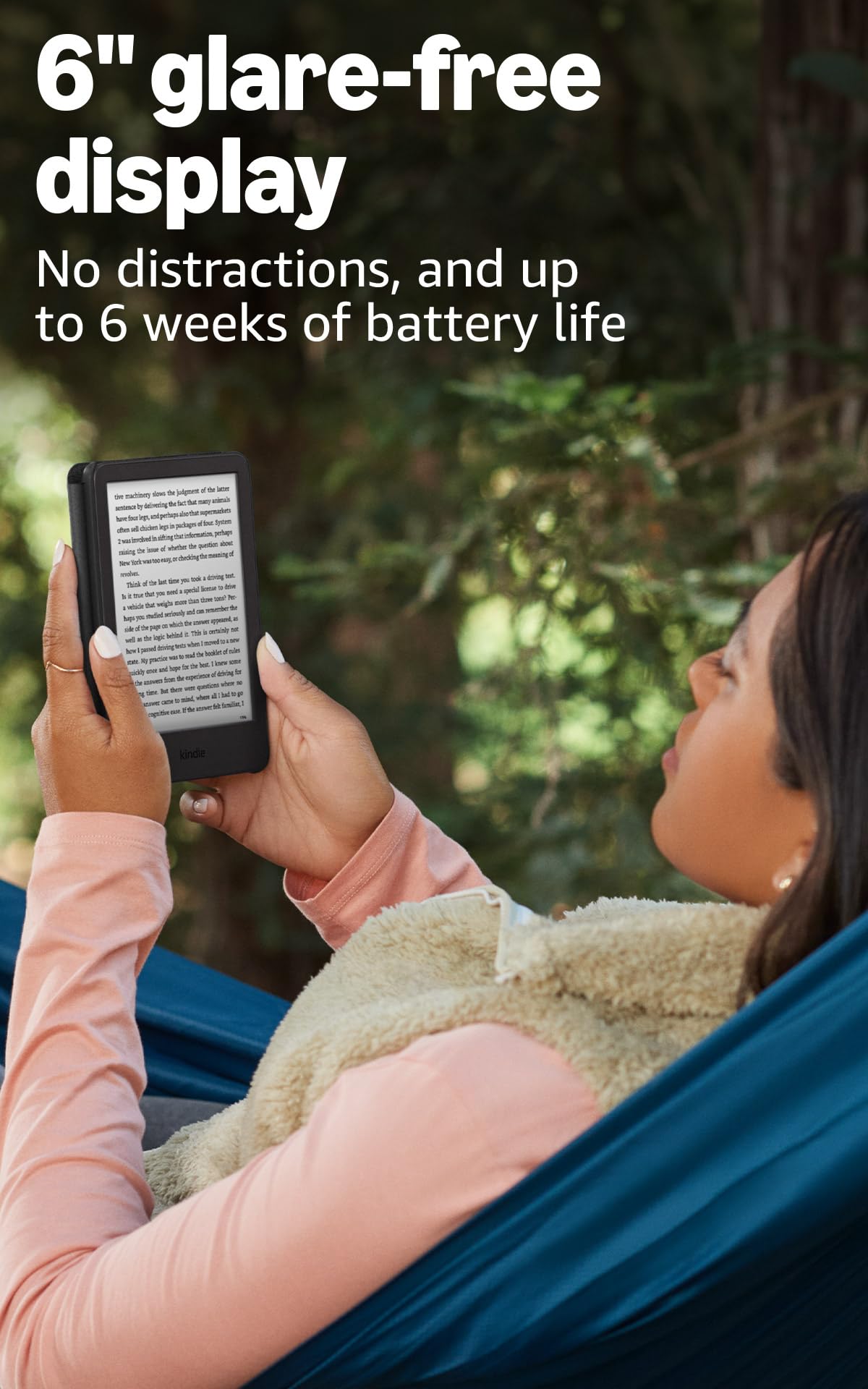 Amazon Kindle showing battery life feature