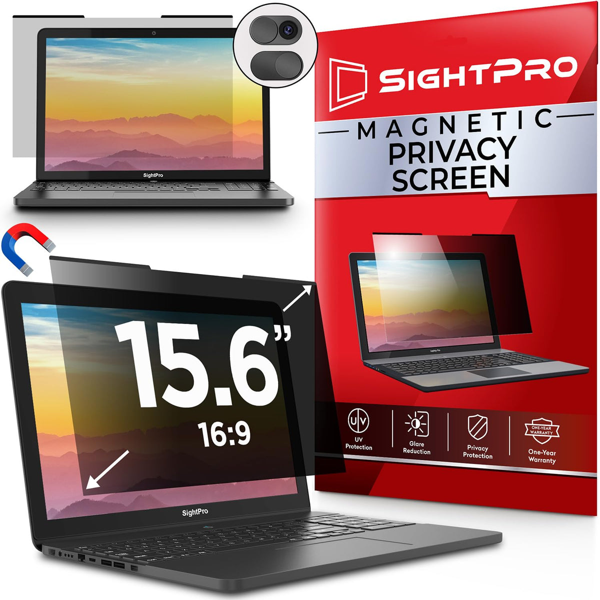 SightPro Magnetic Laptop Privacy Screen attached to a laptop