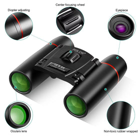 Close-up of POLDR binoculars with Bak-4 prisms