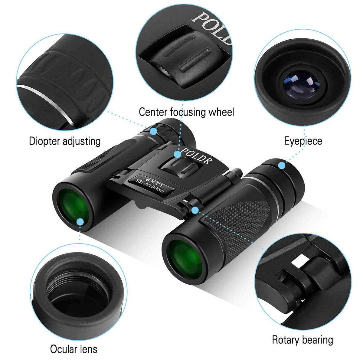 8x21 binoculars with BAK4 prism for clear vision