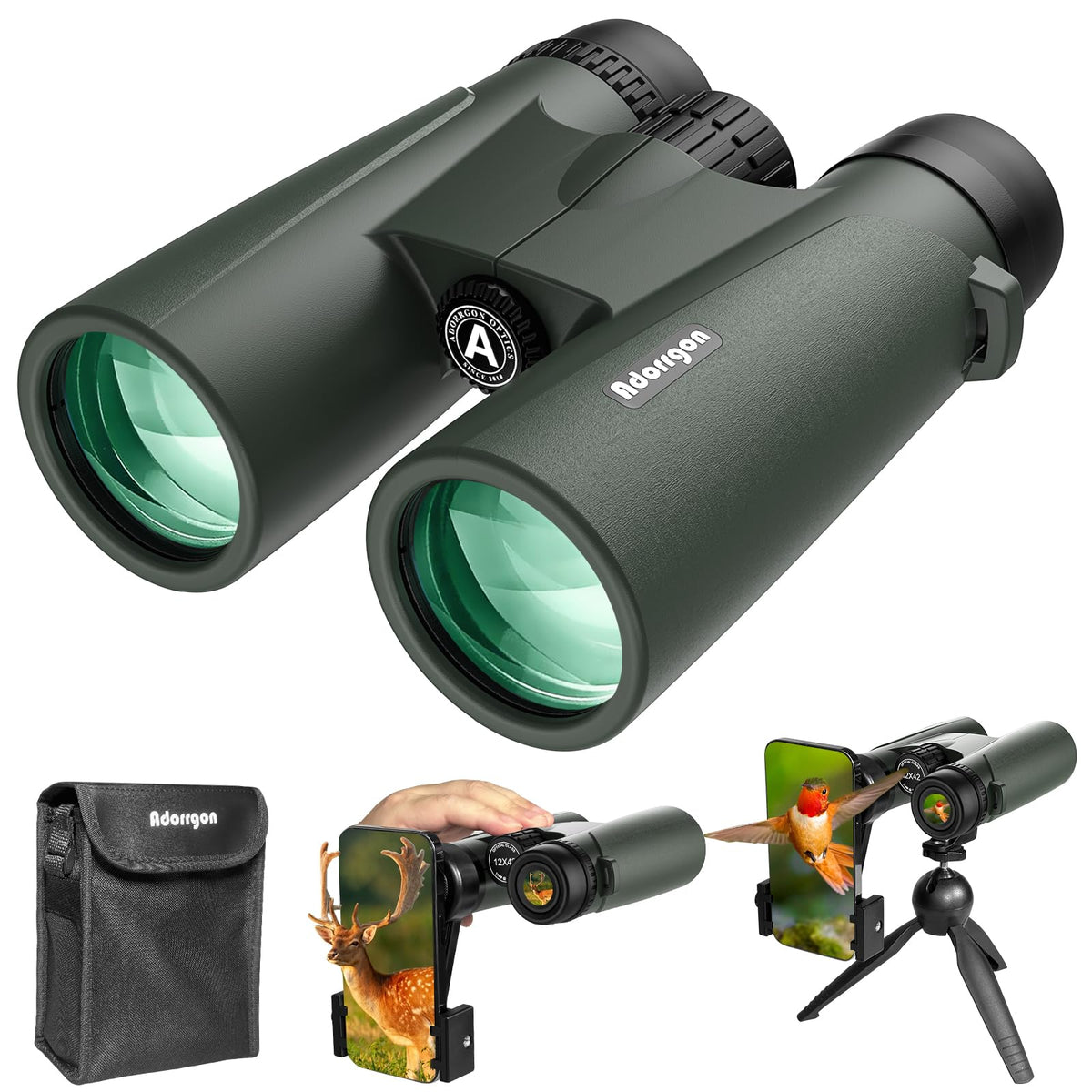 Adorrgon 15x45 HD Binoculars with phone adapter