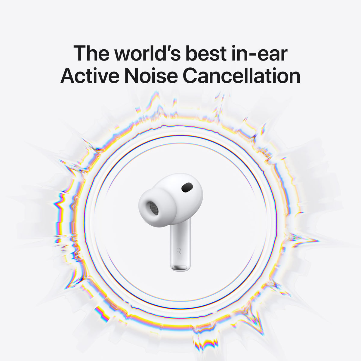 Close-up of AirPods Pro 3 showcasing secure in-ear fit