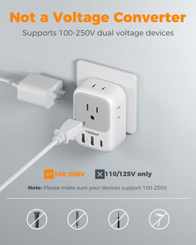 TESSAN plug adapter with multiple devices connected