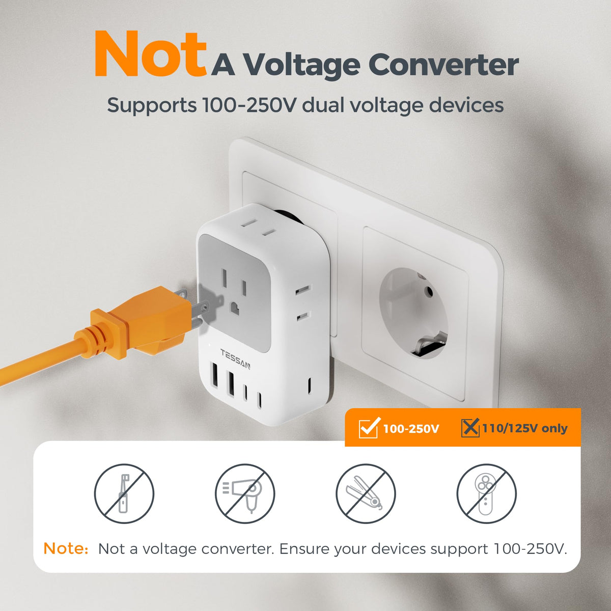 TESSAN adapter perfect for European travel