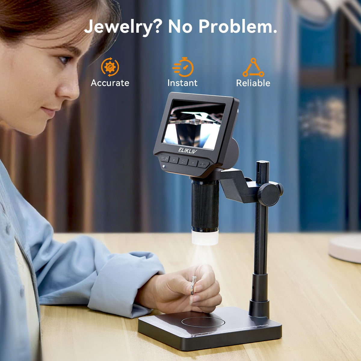 Elikliv coin microscope with adjustable height stand
