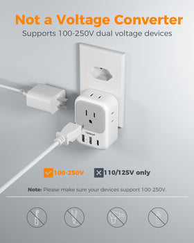TESSAN Brazil plug adapter in a travel bag