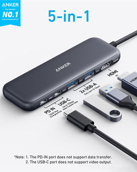 Close-up of Anker USB C Hub showcasing ports