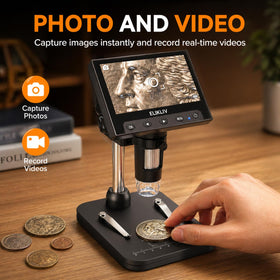 Elikliv Coin Microscope connected to PC for larger viewing