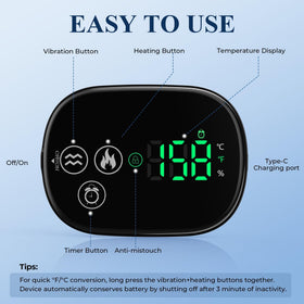 Close-up of YUANBO heating pad's touch control