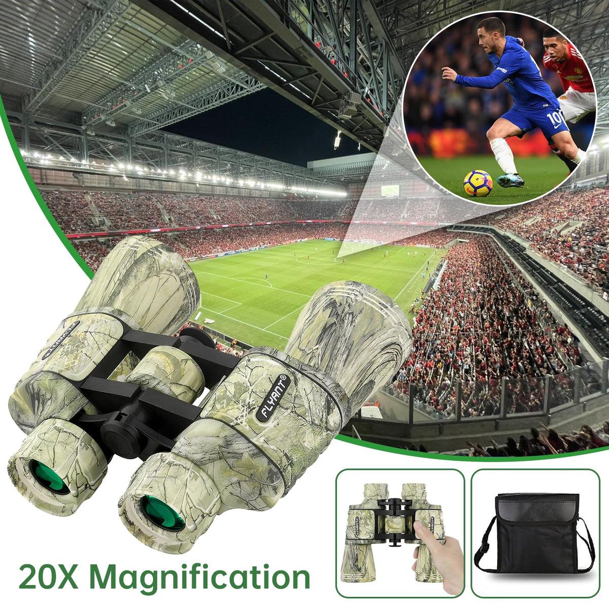 FLYANT binoculars with center focus wheel in use