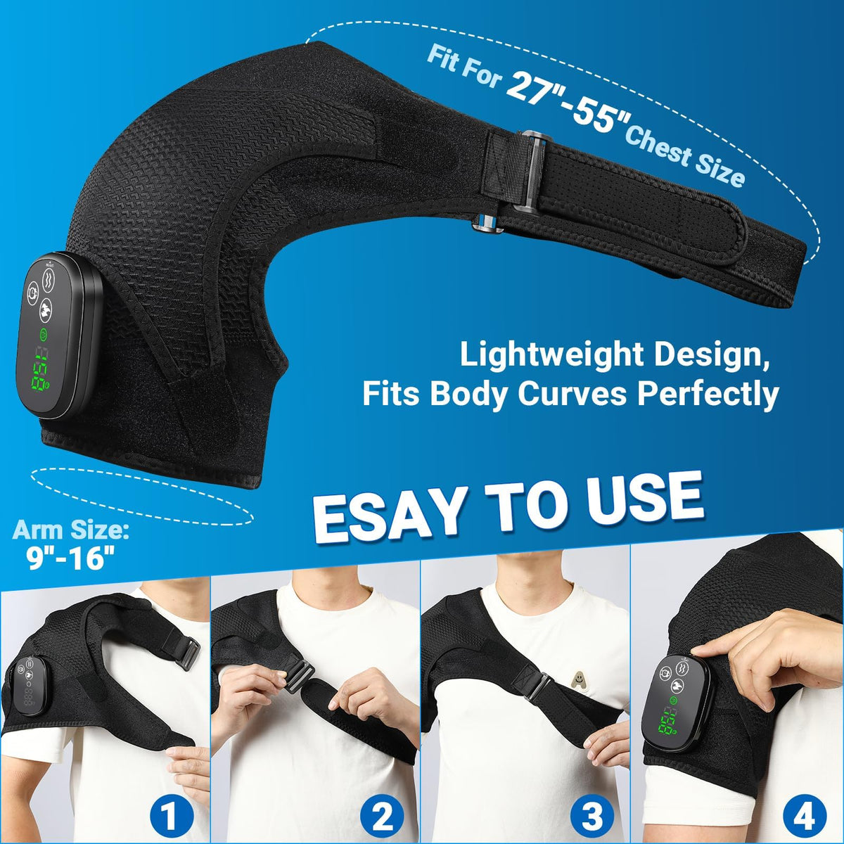 YUANBO heating pad showing heat level display