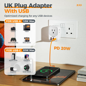 TESSAN plug adapter suitable for international travel