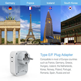 TESSAN Type E F Plug Adapter in a travel bag