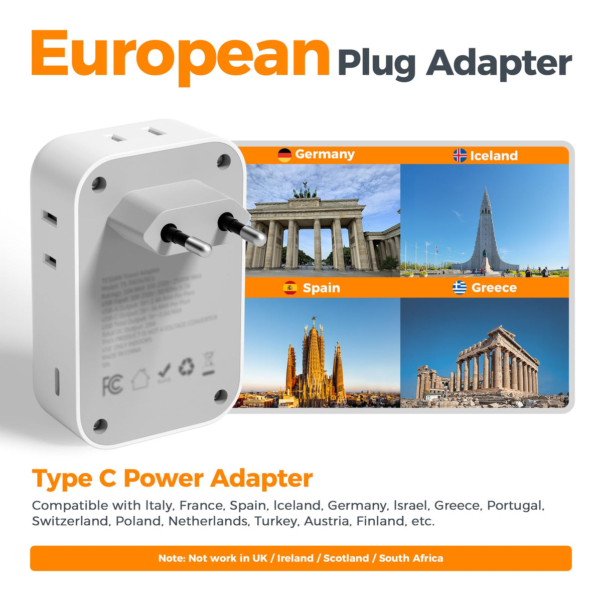 Compact design of TESSAN travel adapter for easy portability