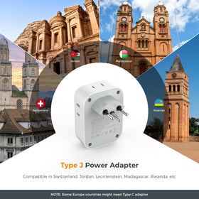 7-in-1 TESSAN Power Adapter for Swiss travel