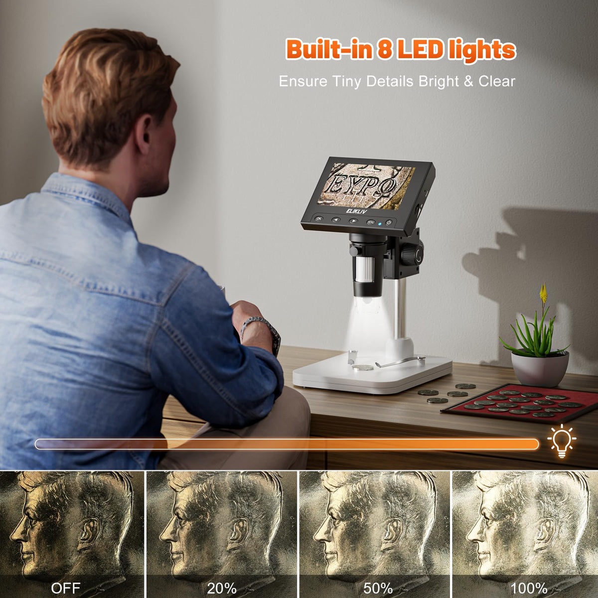 Elikliv microscope connected to a laptop