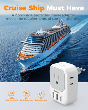 TESSAN Italy Travel Plug Adapter showcasing its four-sided design