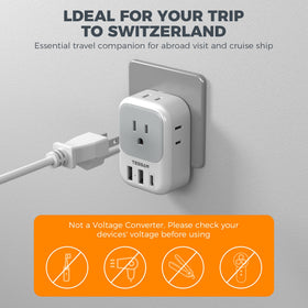 TESSAN lightweight power adapter for international travel