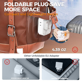 Compact TESSAN plug adapter showing 4 AC outlets